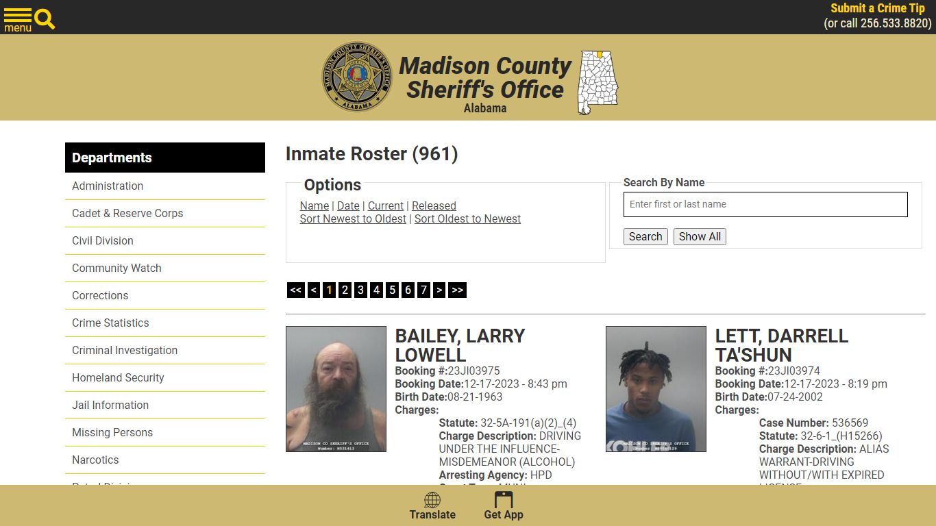 Inmate Roster - Madison County Sheriff's Office